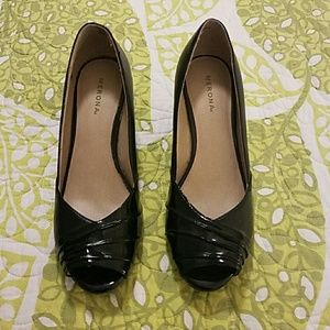 Merona Black Wedge Peep Toe Heels